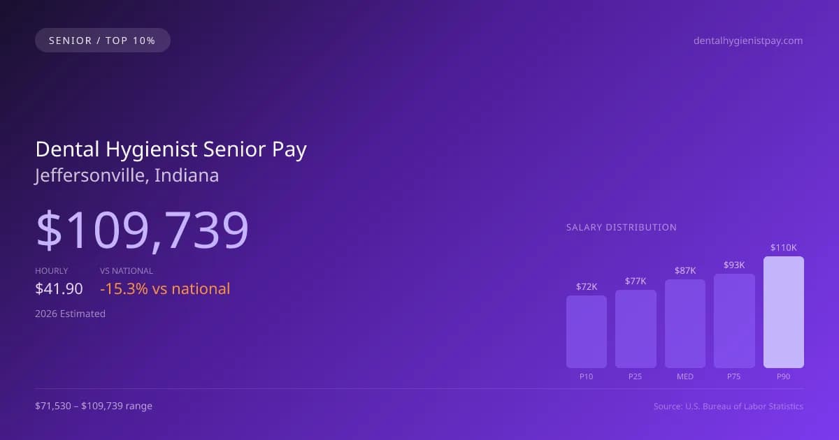 Dental Hygienist Senior Salary in Jeffersonville, IN — 2026 est., based on 2025 BLS